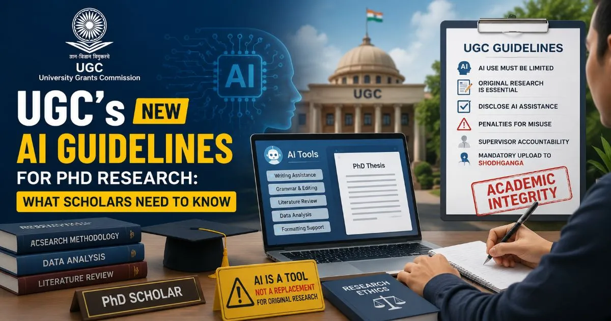 UGC's new AI guidelines for PhD research explaining ethical AI use for scholars