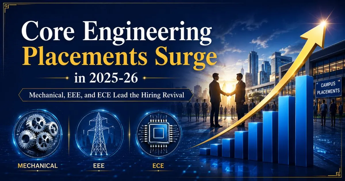Core engineering placements surge in 2025-26 with rising hiring in Mechanical, EEE, and ECE sectors.